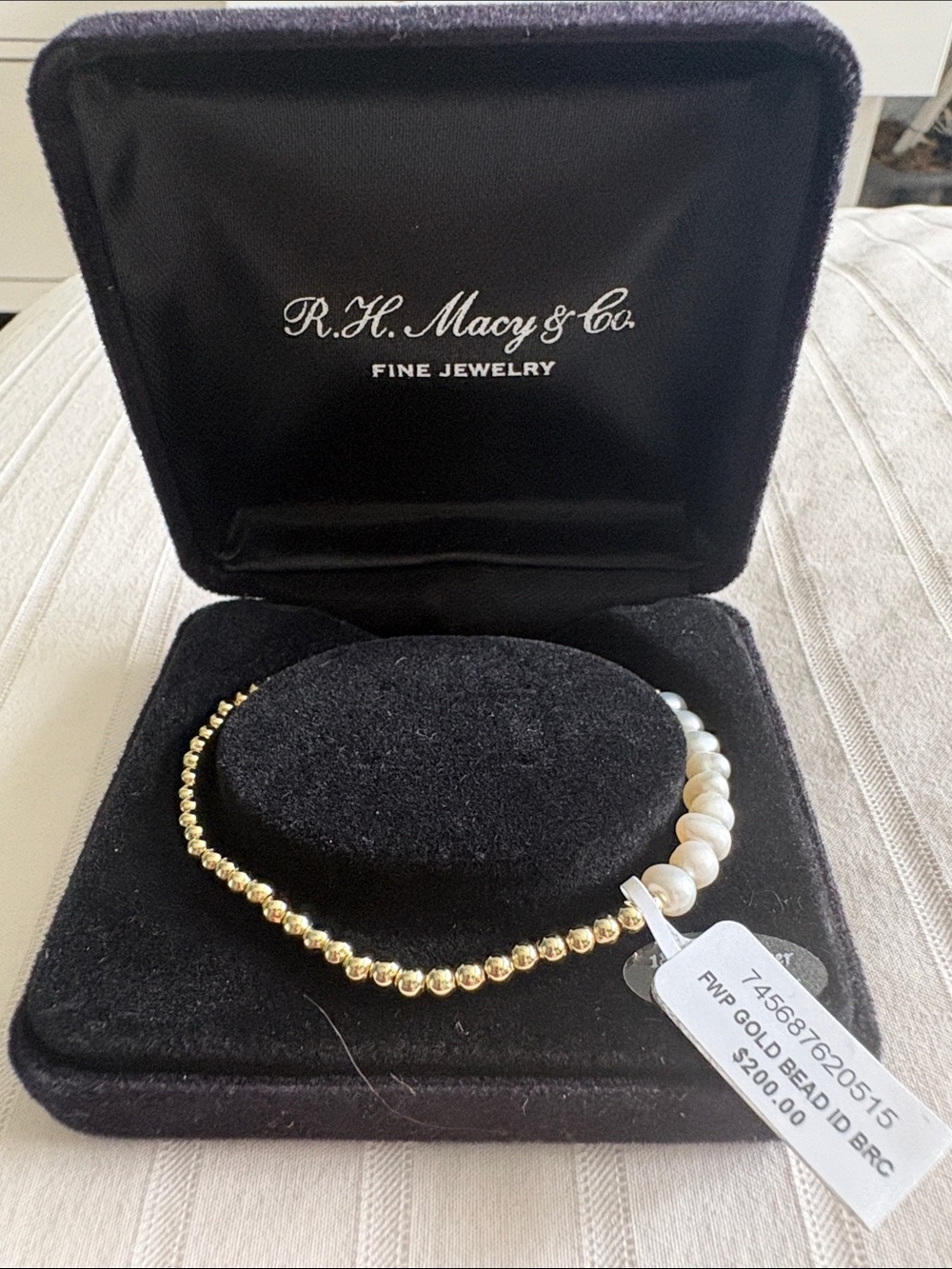 Macy’s exclusive Gold Bead and Pearl Bracelet